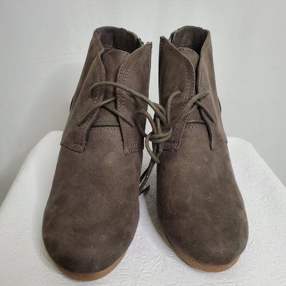 Gray Suede Wedge Booties - Picture 5 of 8